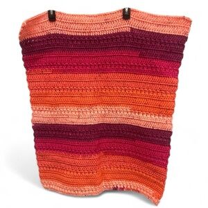 Handmade Sunset Crochet baby blanket. 31”x24.5” chunky yarn